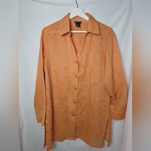 RAFAELLA Woman Size 6 100% Linen  Tunic Top Beachy Coastal Lagenlook